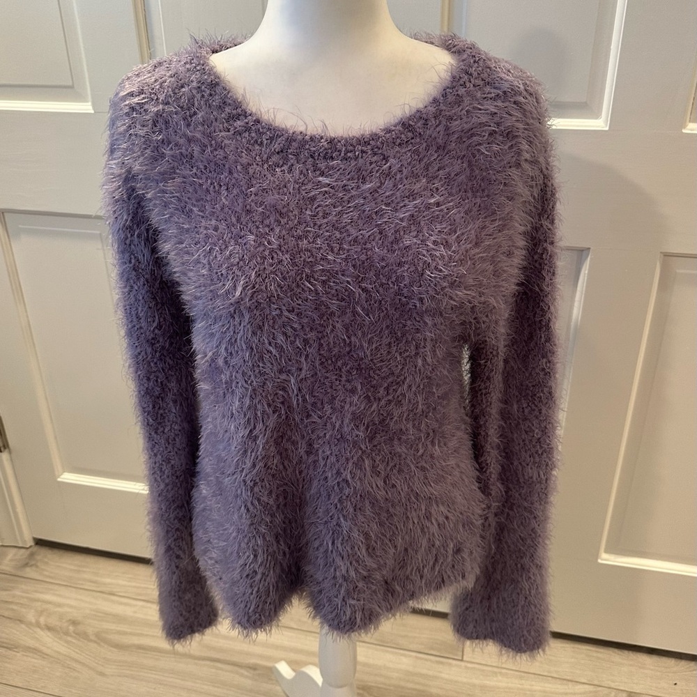 BB Dakota Fuzzy Lavender Scoop-Neck Sweater